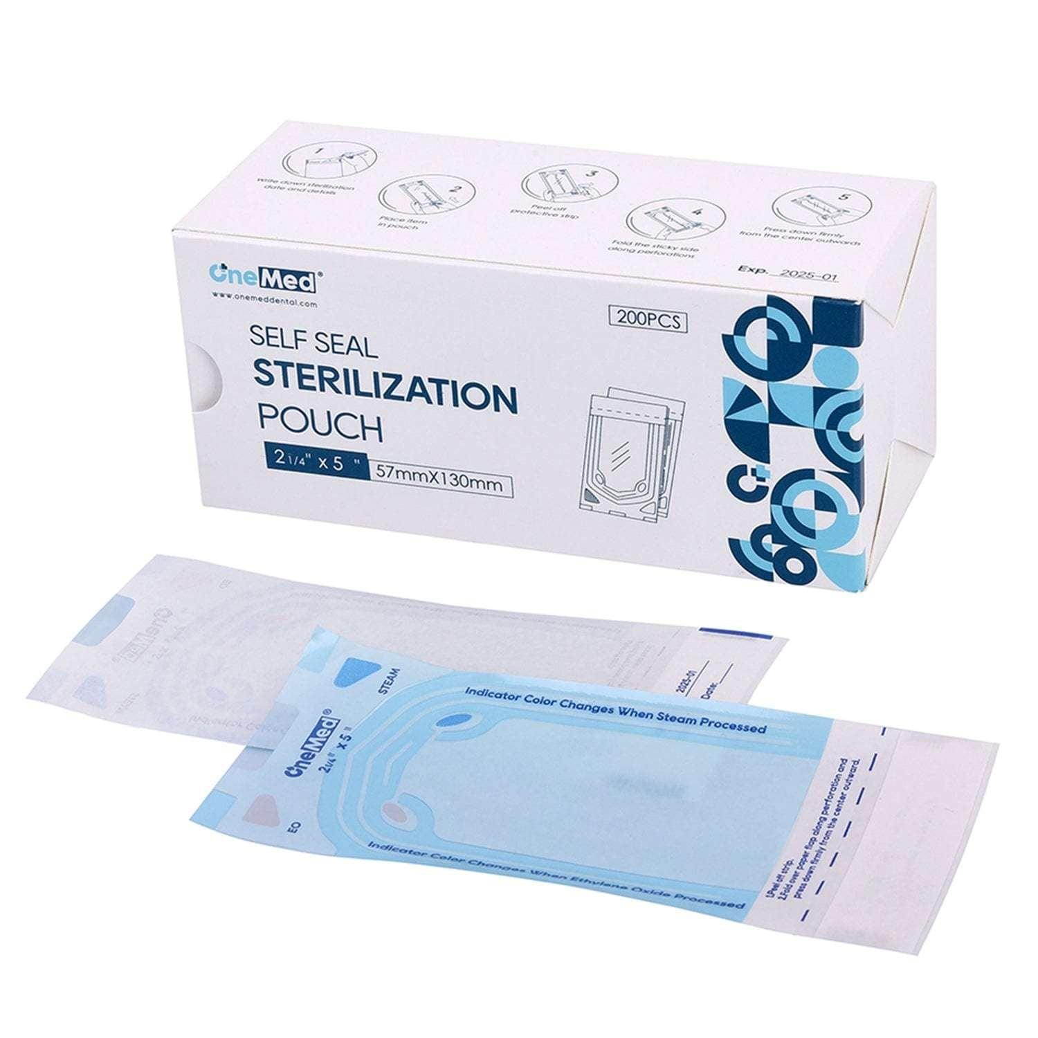 OneMed Dental Self-Sealing Sterilization Pouches 2.25x5 inch 200/Box - OneMed Dental OneMed Dental Self-Sealing Sterilization Pouches 2.25x5 inch 200/Box - OneMed Dental