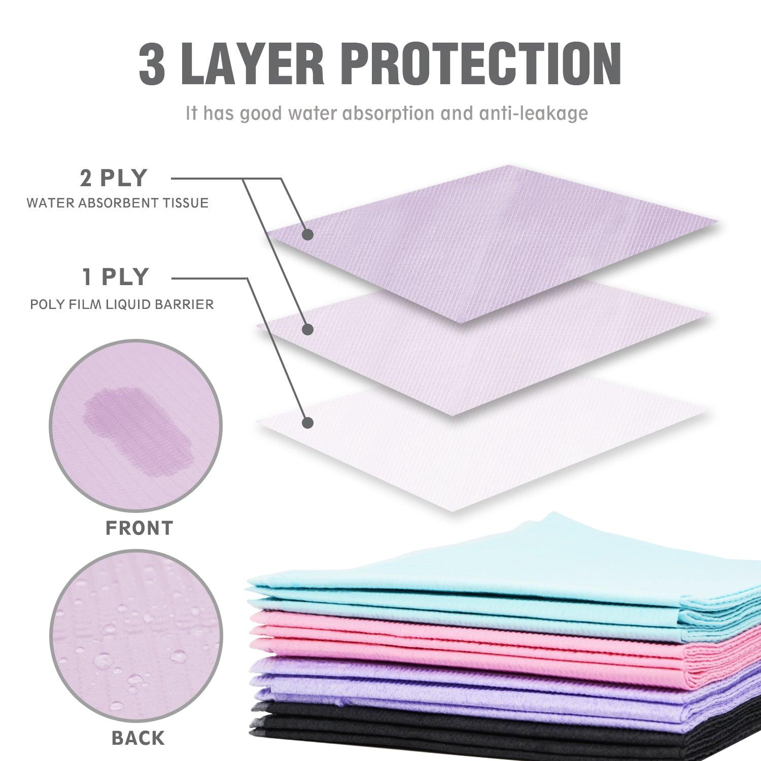 OneMed Light Purple Dental Paper Bibs 3-Ply 13"x18" 125pcs/bag - OneMed Dental