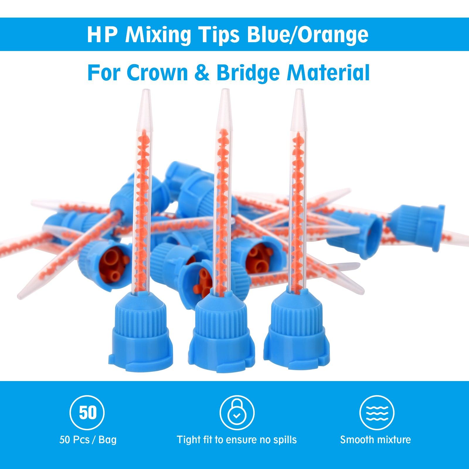 OneMed Dental Mixing Tips for Dental Impression Temp Crowns Material Blue/Orange (10:1) 50Pcs/Bag - OneMed Dental