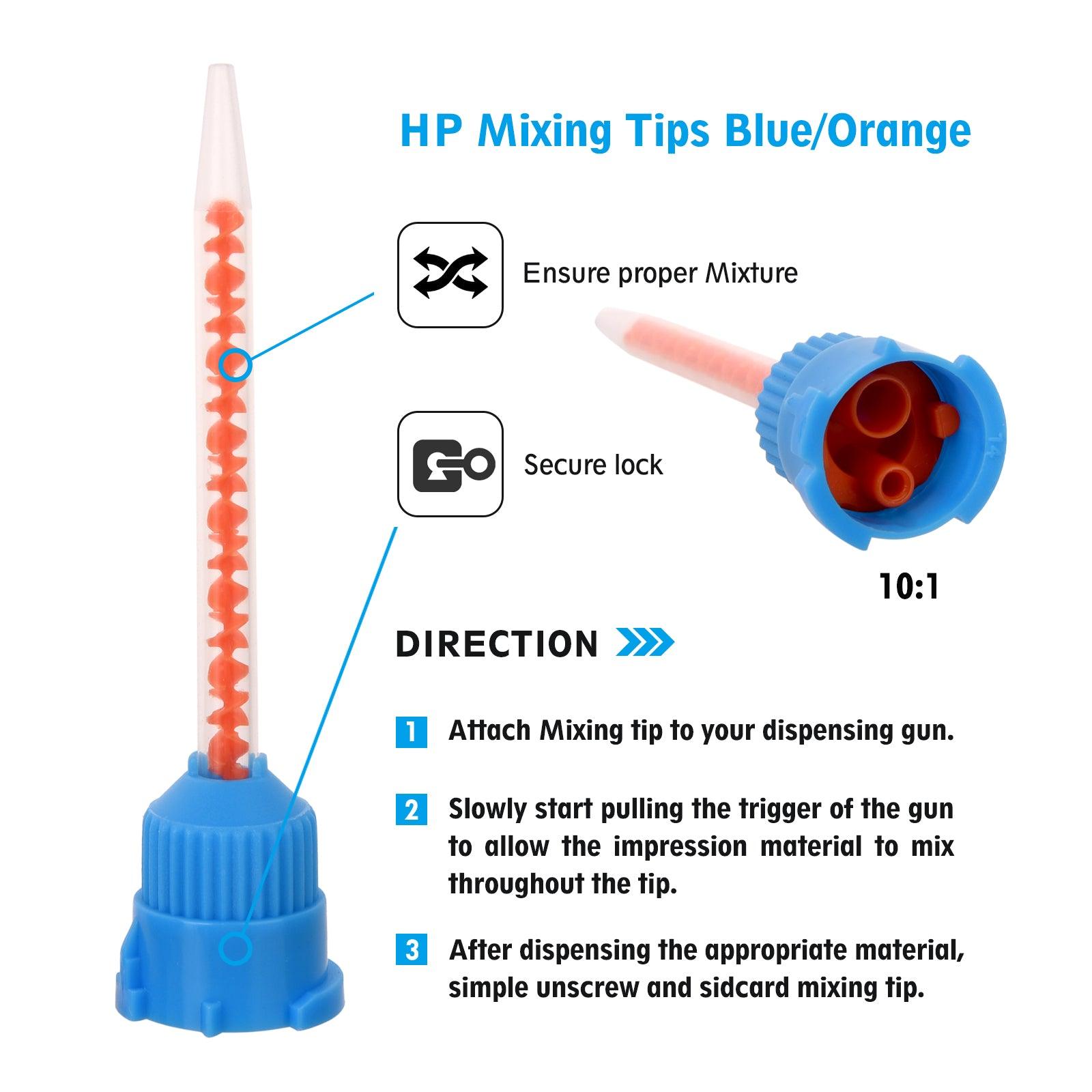 OneMed Dental Mixing Tips for Dental Impression Temp Crowns Material Blue/Orange (10:1) 50Pcs/Bag - OneMed Dental