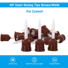 OneMed Dental HP Mixing Tips for Temporary Cement Material Brown/White (Short) 1:1 50Pcs/Bag - OneMed Dental