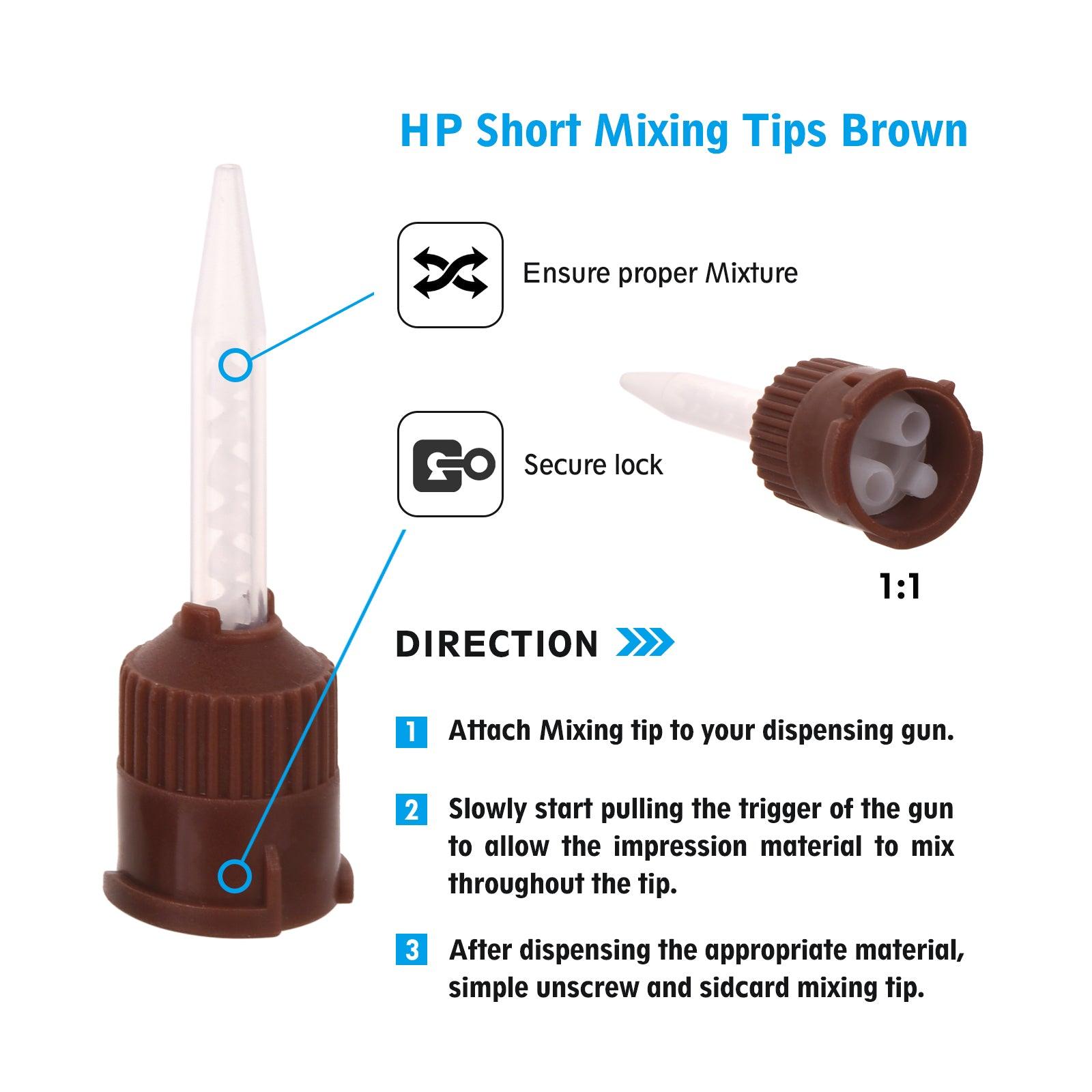 OneMed Dental HP Mixing Tips for Temporary Cement Material Brown/White (Short) 1:1 50Pcs/Bag - OneMed Dental