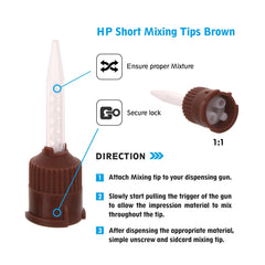 OneMed Dental HP Mixing Tips for Temporary Cement Material Brown/White (Short) 1:1 50Pcs/Bag - OneMed Dental