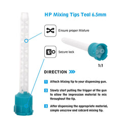 OneMed Dental Mixing Tips Impression HP Tips Teal 6.5mm(1:1) 50Pcs/Bag - OneMed Dental