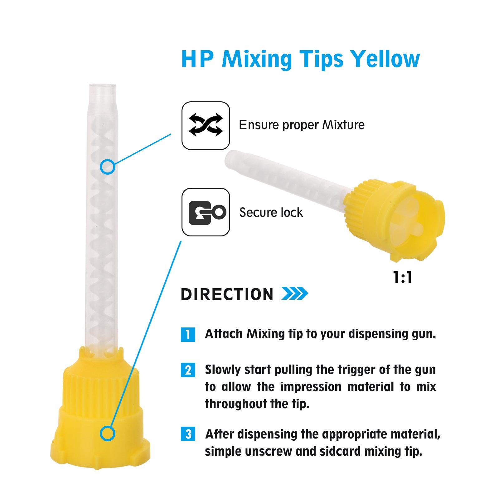 OneMed Dental Mixing Tips Impression HP Tips Yellow 5.0mm(1:1) 50Pcs/Bag - OneMed Dental