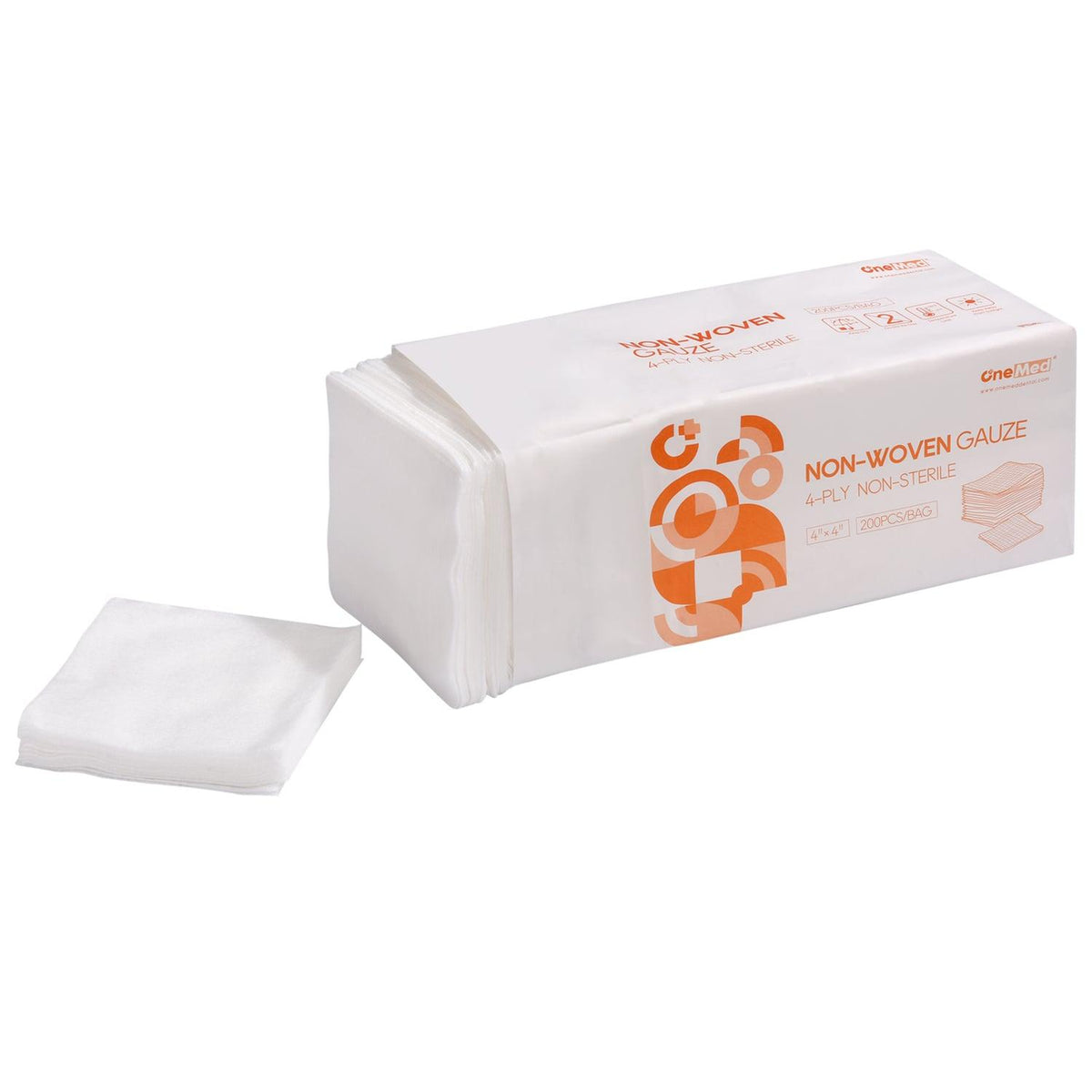 OneMed Dental Gauze Pads Non-Woven Sponge 4-Ply 4"x4" Non-sterile 200 Pcs / Bag - OneMed Dental