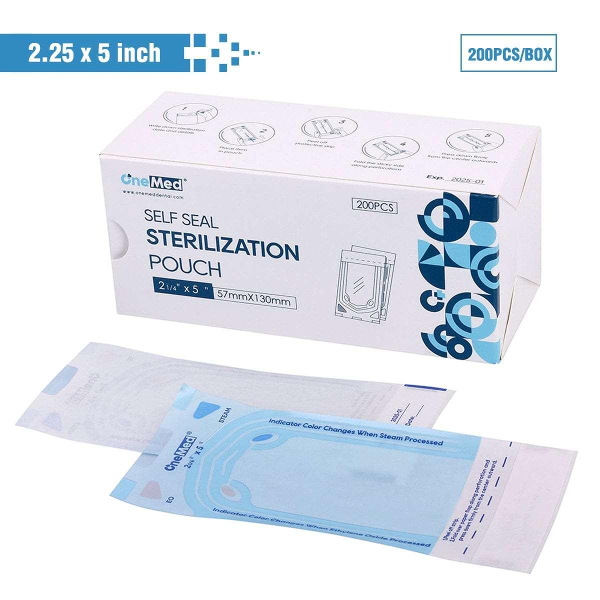 OneMed Dental Self-Sealing Sterilization Pouches 2.25x5 inch 200/Box - OneMed Dental