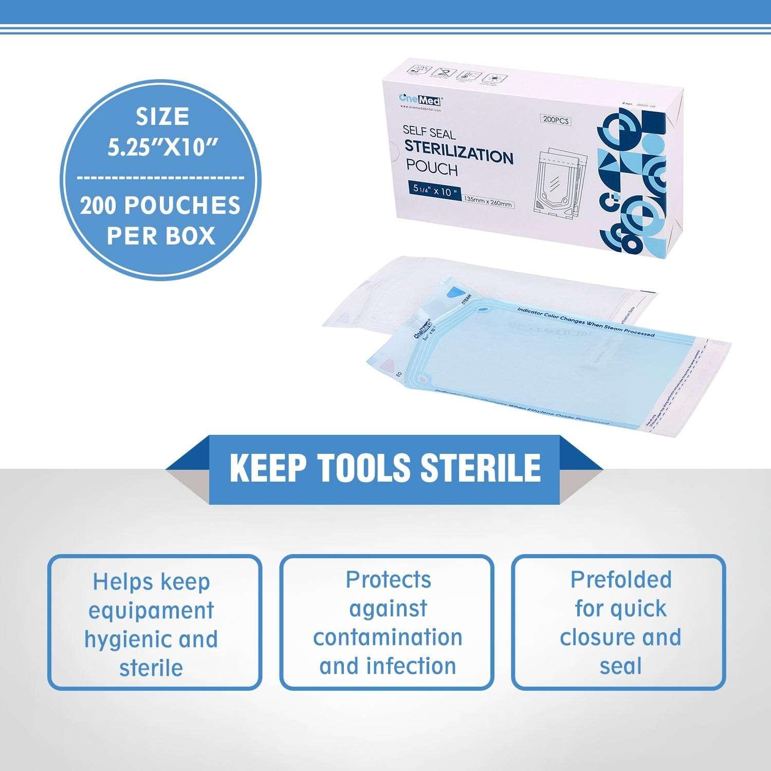 OneMed Dental Self-Sealing Sterilization Pouches 5.25x10 inch 200/Box