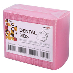 OneMed Pink Dental Paper Bibs 3-Ply 13"x18" 125pcs/bag - OneMed Dental