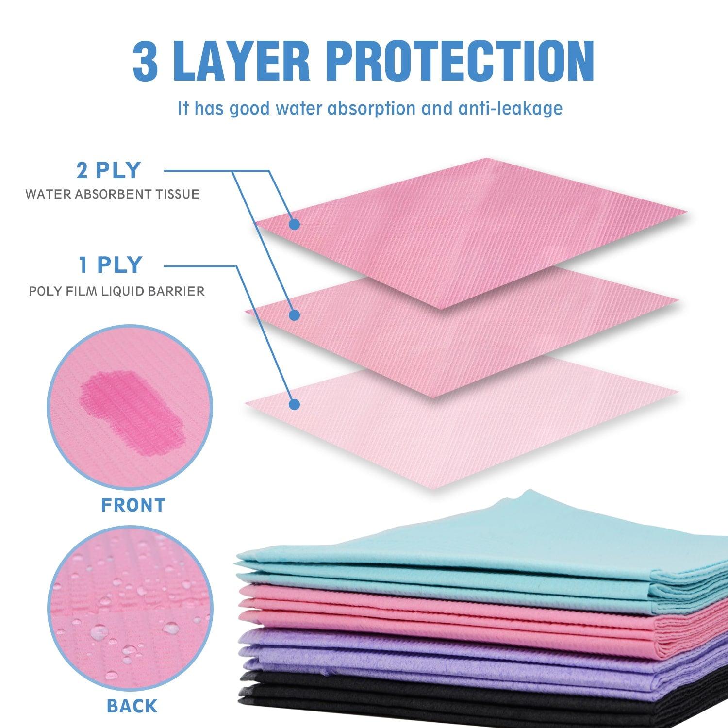 OneMed Pink Dental Paper Bibs 3-Ply 13"x18" 125pcs/bag - OneMed Dental