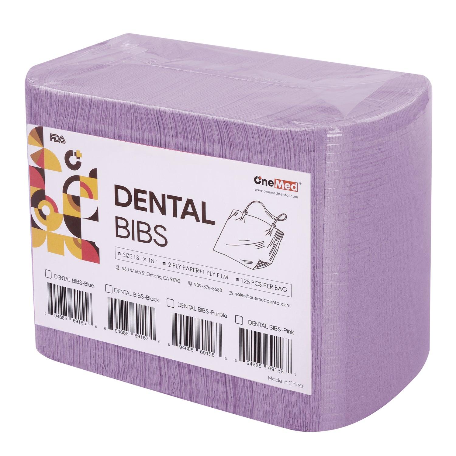 OneMed Purple Dental Paper Bibs 3-Ply 13"x18" 125pcs/bag - OneMed Dental