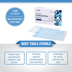 OneMed Dental Self-Sealing Sterilization Pouches 7.5x13 inch 200/Box - OneMed Dental